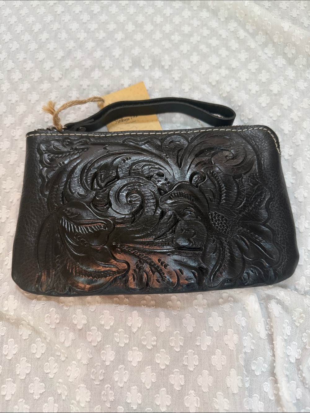 Patricia Nash Black Tooled Leather Capri Wristlet - Picture 8 of 8